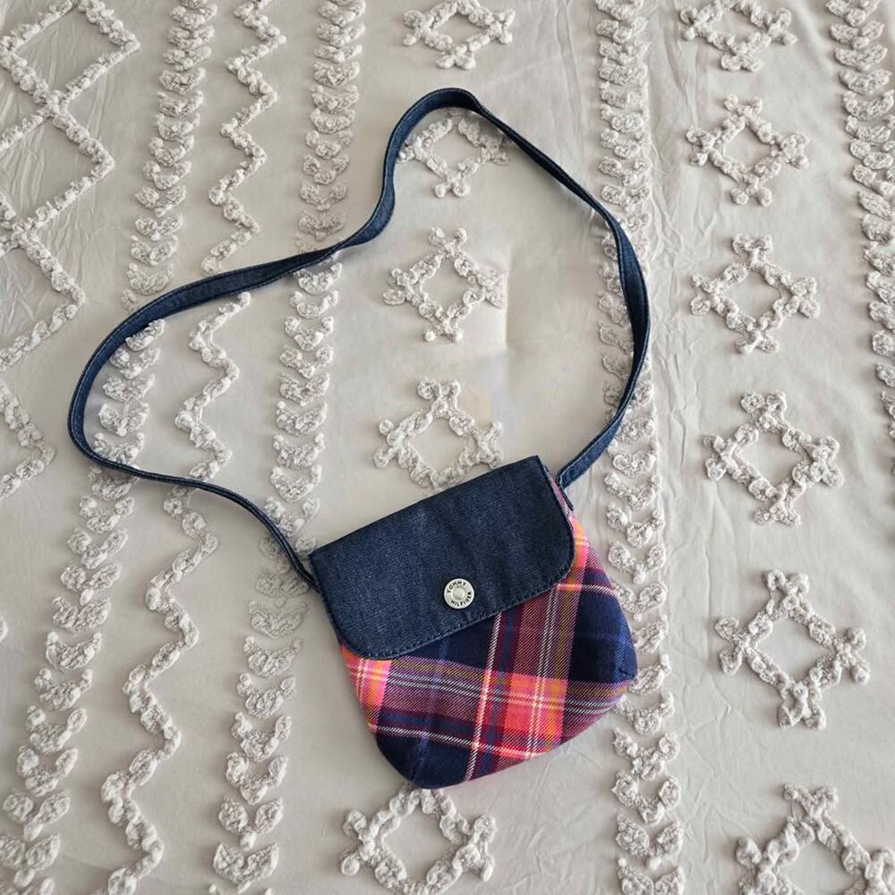 Tommy Hilfiger Crossbody Flap Bag Denim Tartan Plaid 2016 Preppy Americana